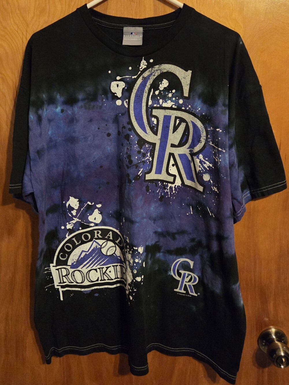 Vintage Colorado Rockies Baseball Tie-Dye Black and Purple T Shirt  Size XXL